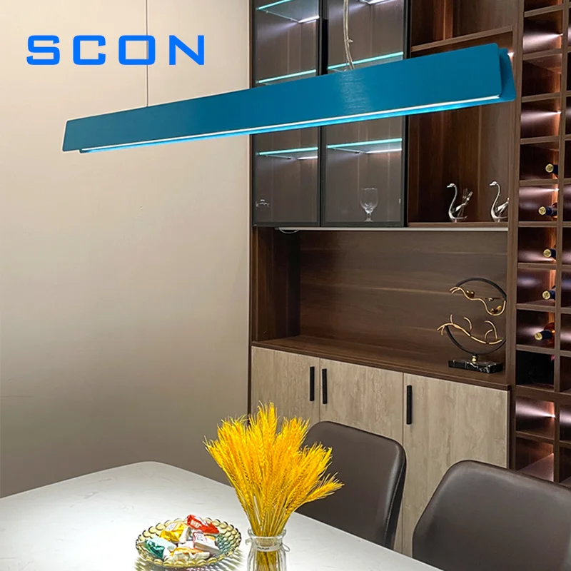 SCON светодиодная люстра современный скандинавский голубого, красного, золотого, серого цвета для внутреннего освещения обеденный стол с длинным люстры подвесные светильники SC-XTD444