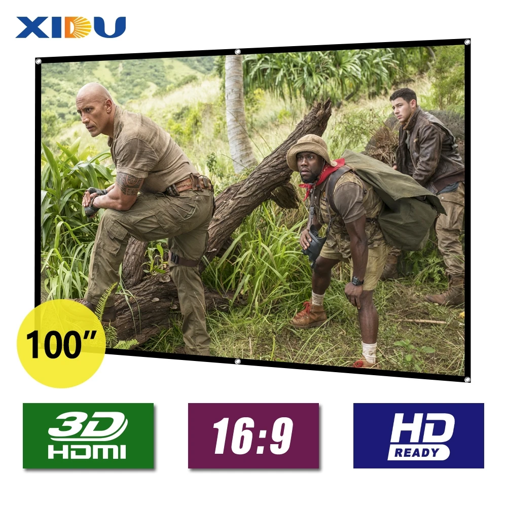 XIDU 30-200 Inch Foldable Large Outdoor Projection Screen Convenient Short Focus Double-Sided Rear Projection Bracket Screen