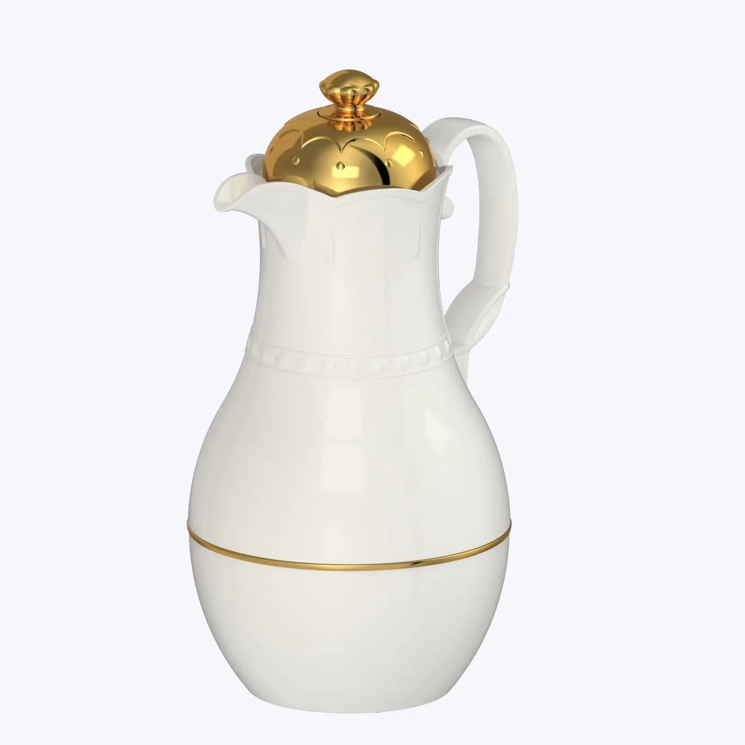 Promotional 2022 Glass Arabic Coffee Pot Gold Coating Tea Jug With Bright Appearance Dallah Thermos For Arabic Coffee