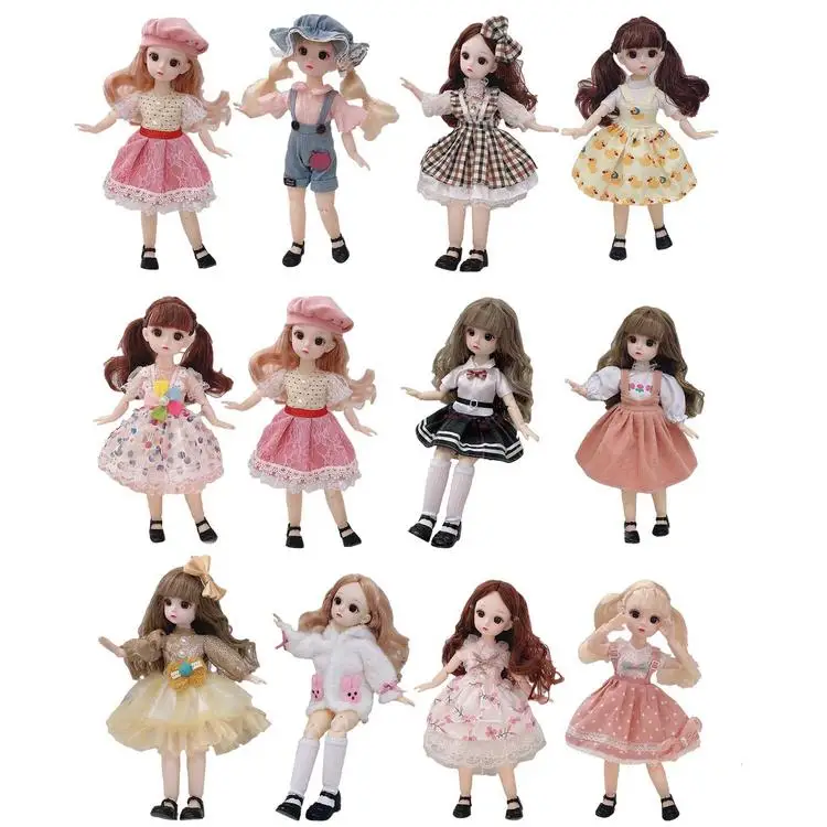 
Mini Princess Doll Princess Dolls Long Hair Make Up Body Dolls With Dress Toy Play House Toys For Girls Gift 