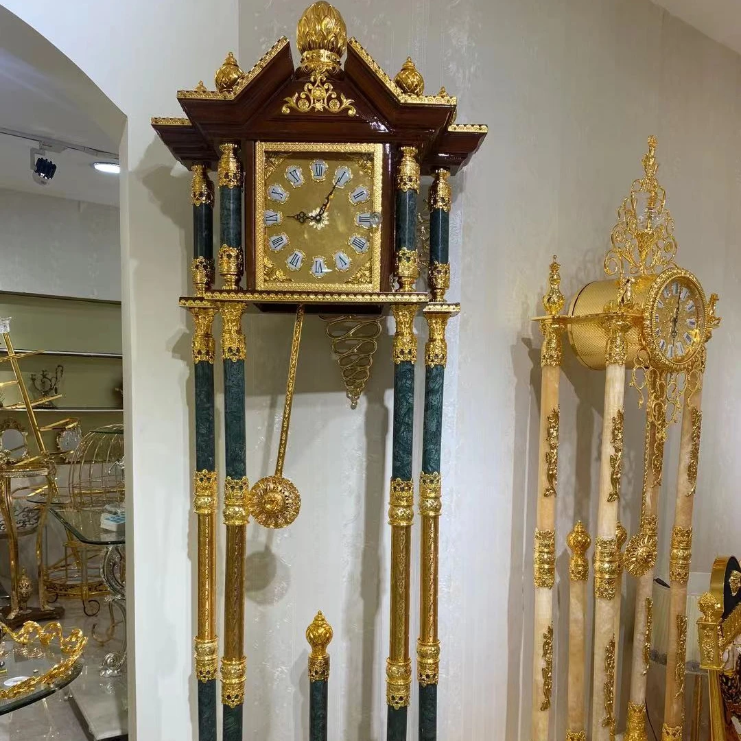 Luxury Floor Clock Home Hotel Decoration Standing Palace Style Royal Golden