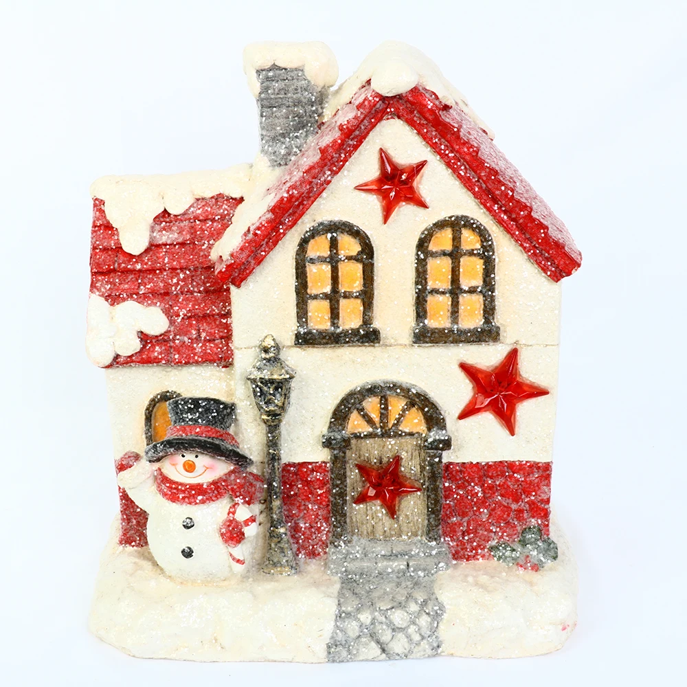 Christmas  Ceramic House Ornaments LED Lights Festival Decorations Living room Home Decor Cone House Xmas Light House Gift