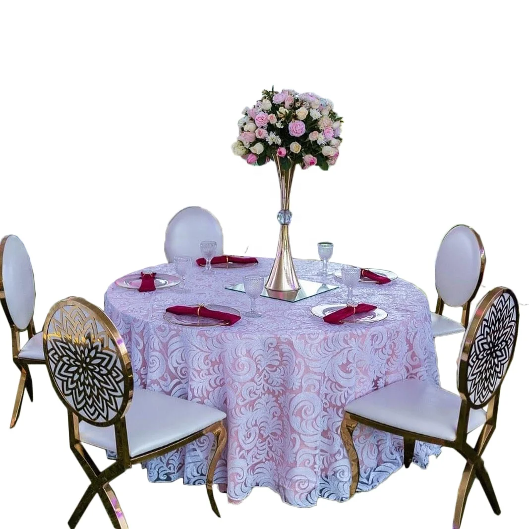 Luxury embroidered sequin round  tablecloth for wedding