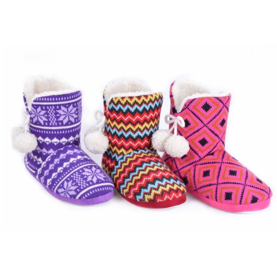 Customized Label Cotton Lining Warm Winter Women Indoor Boots