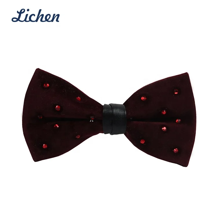 Fashion Velvet Bow Tie Shinny Diamond Bow Tie for Men Part Wear