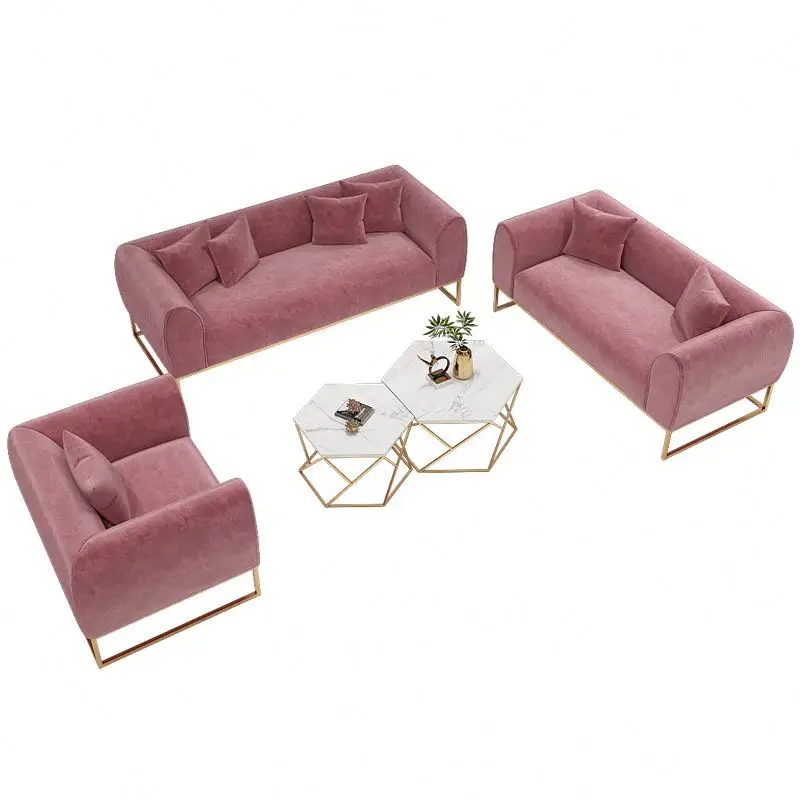 Wholesale Fabric Luxury Modern Simple Living Room Sofa Commercial Soft Sofa Set Furniture Velvet Sectional Sofa Set