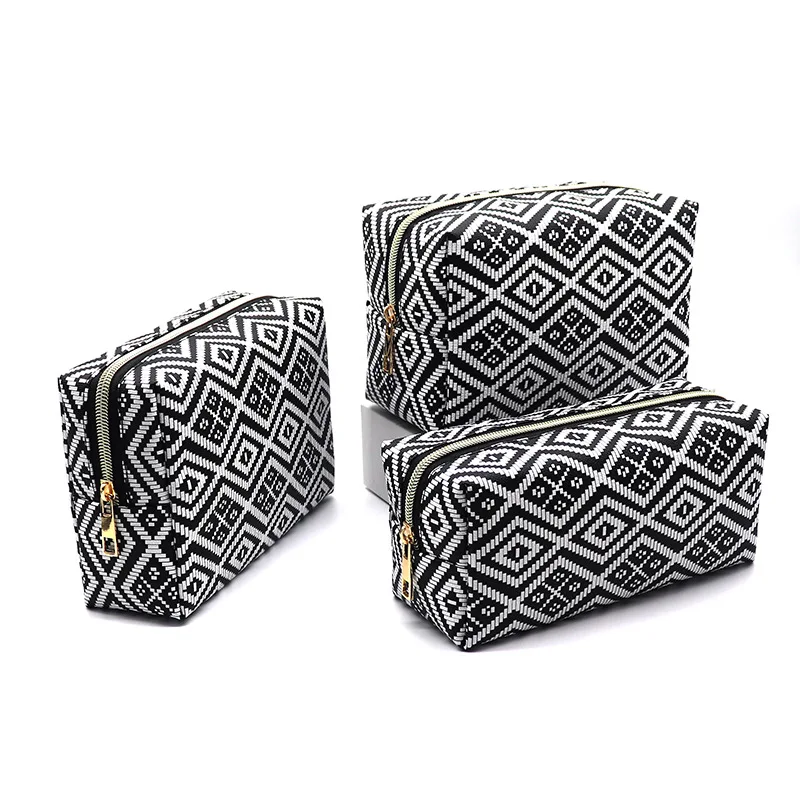 Hot sales Women Western Style Color Woven Cosmetic Bags Travel Makeup