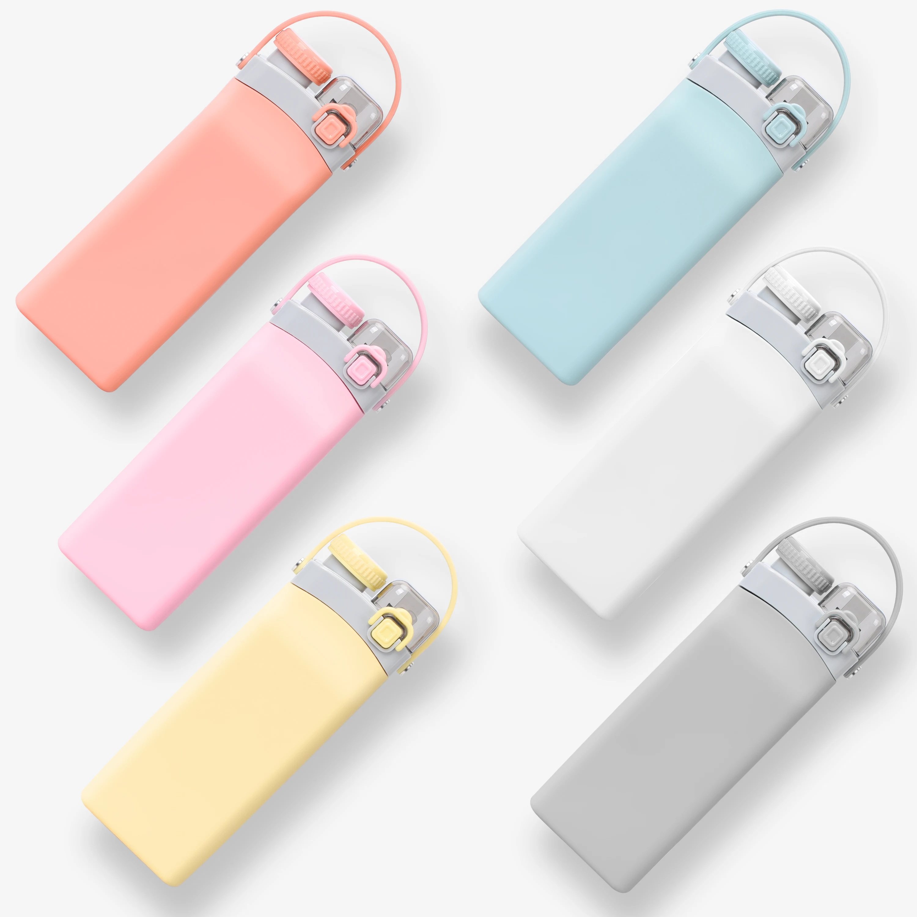 Multiple Colors  Available Silicone Water Bottle Travel Gym Sports Collapsible Water Bottle with Straw