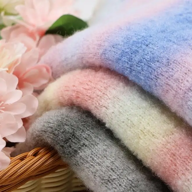 Xinglin Factory wholesale 7NM gradient loopb Yarn 59% acrylic 33% nylon 8% wool Fancy Yarn  for A/W sweaters knitting