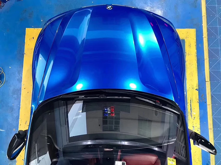 1.52*18m Car Body Color Change Super Glossy Bright Metal Blue Air Bubble Free Self-Adhesive Vinyl Vehicle Wrap Film Sticker