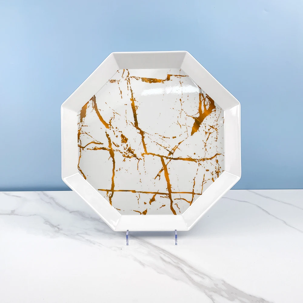 Wholesale Cheap white Marble Design Irregular Melamine Fruit Plates for Nordic style