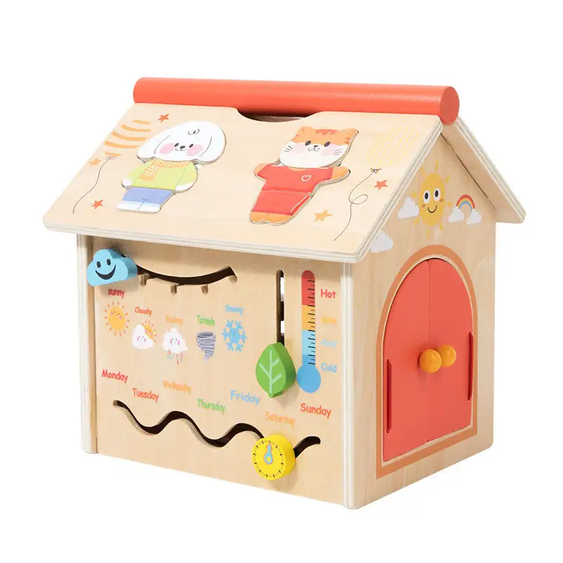2024 New Arrival  Busy House Multi-functional Wooden Montessori Busy Board for 3+ Year Old Educational Gifts for Boys and Girls