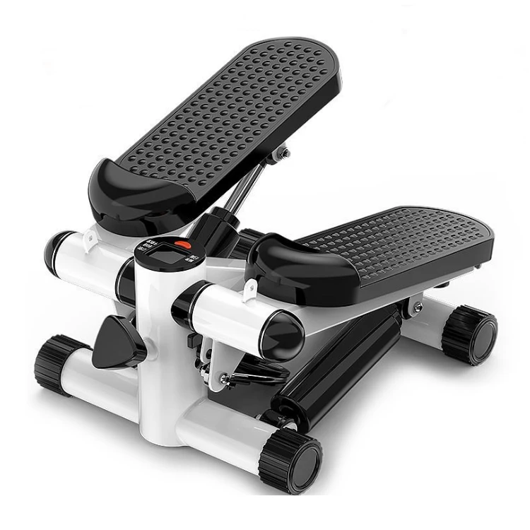 Adjustable Mini Air Climbers Stair Stepper Fitness Exercise Hydraulic Mute Stepper with Resistance Band LCD Display