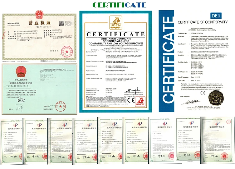 Automatic Weigher Certificate