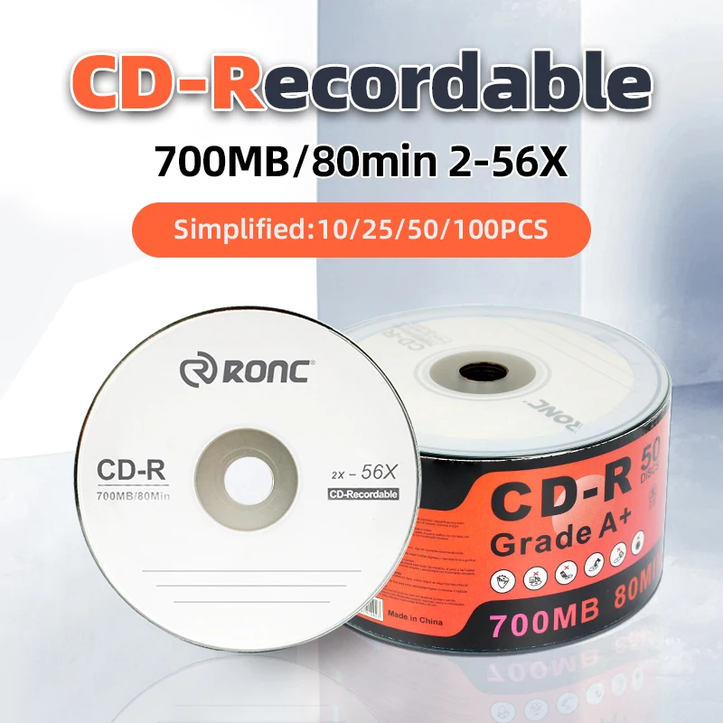 RONC Factory Wholesale Recordable Empty CD Music 700 MB Printable Blank Disc CD-R Disk