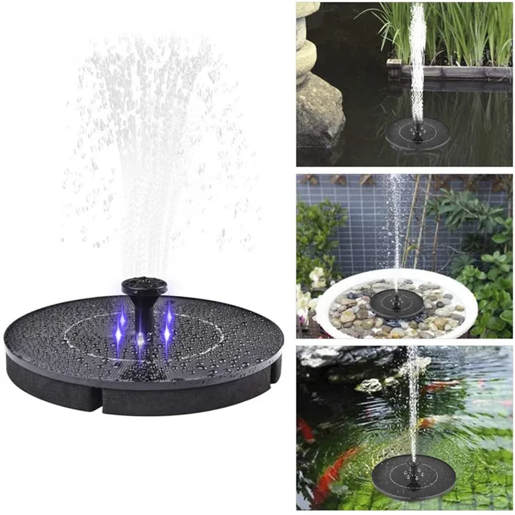 9VDC 2.4W 70CM 150LPH Outdoor Indoor Floating Solar Powered Water Fountain Factory with LED lights And Battery for Garden Pool