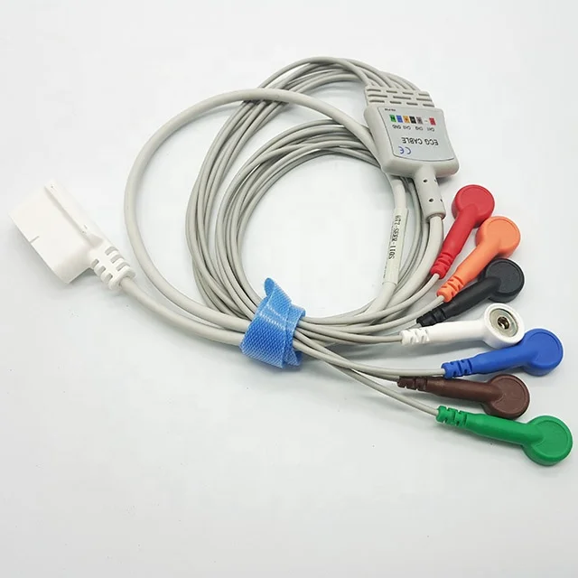 Flexible Medical Snap Button Cable Holter Ecg Cable Lead Snap Holter Ecg Eeg Cable