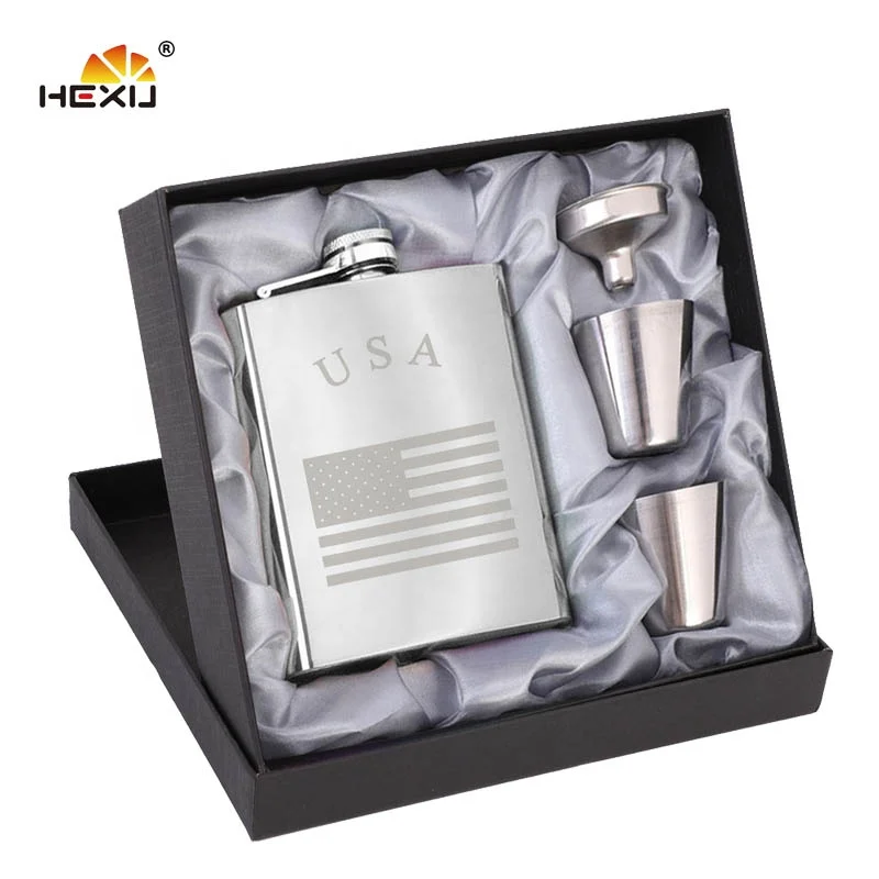 2023 Best Selling Christmas Items Stainless Steel Hip Flask Funnel Set