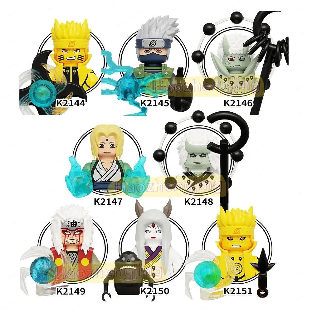 KDL819 Minifig Uzumki Anime Hatake Kakashi Uchiha Obito Tsunade Madara Jiraiya Kaguya Mini Figures Plastic Building Blocks Toy