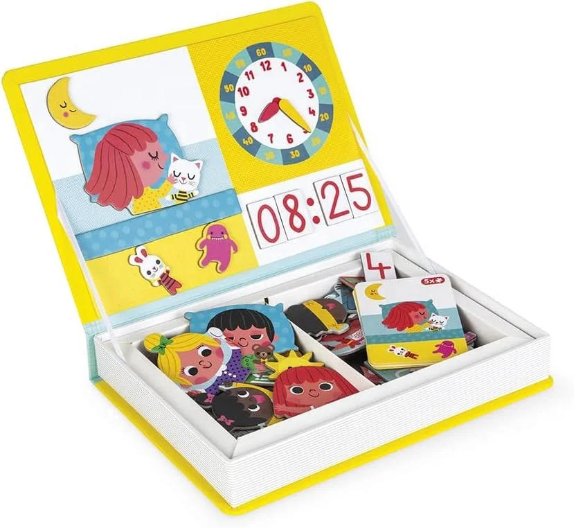 Pre-school Learning Toys Magnetic Book Jigsaw Puzzle Boxes Magnetic Telling Time Game for Kids