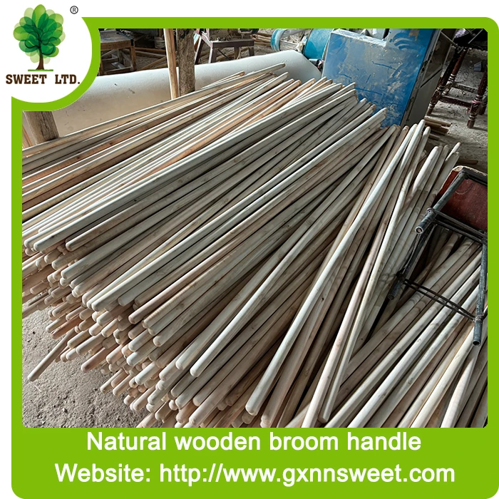China Machine Making Plastic Sweeping Long Wooden Stick Broom Handle With Italian Threading for Squeegee