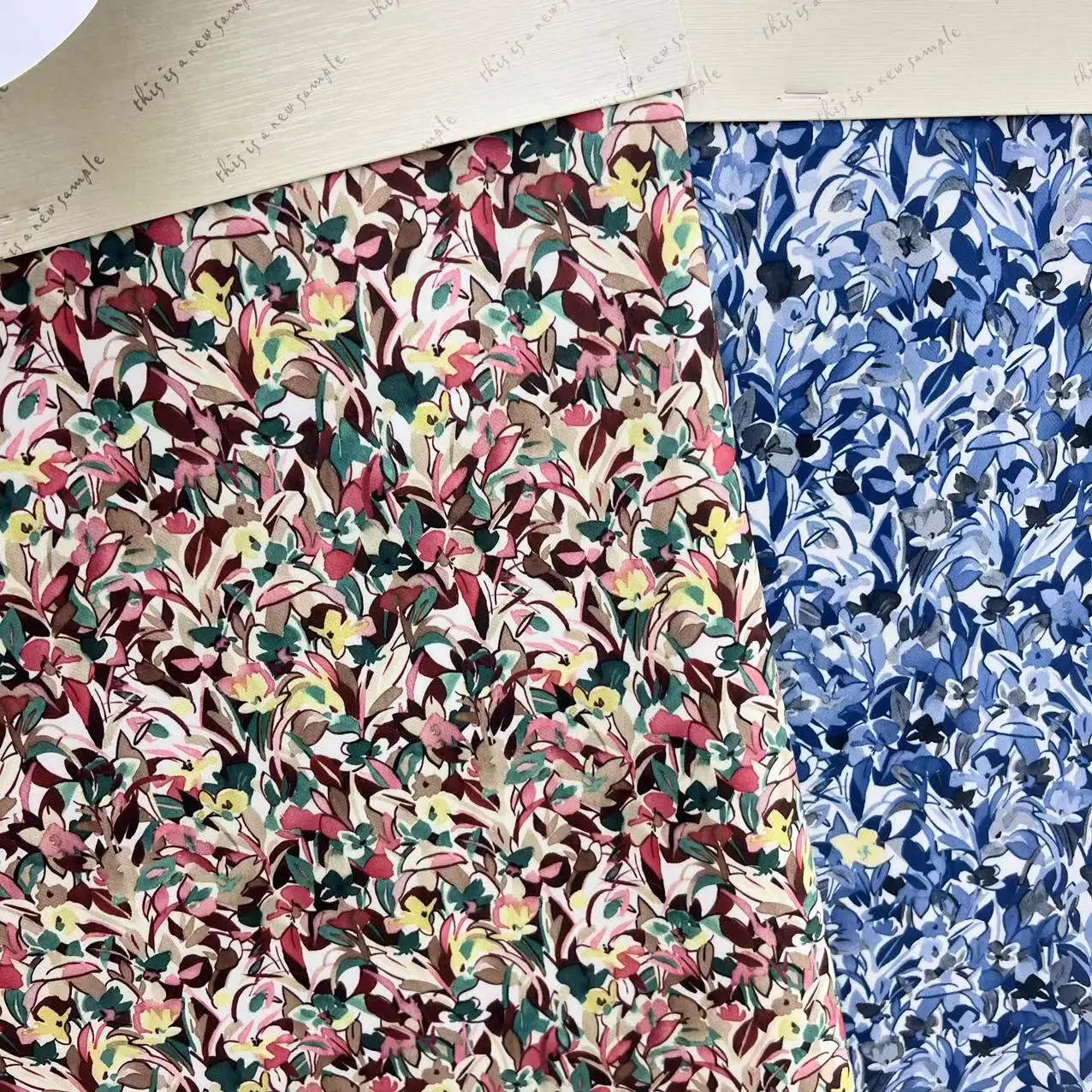 latest oil painting style florals Designs fabric twill woven 100%Terylene polyester faux acetate satin printed Fabrics For cloth