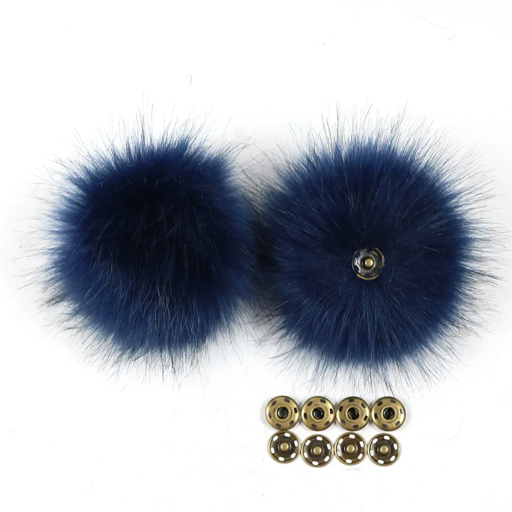 12cm Colorful Pompoms With Snaps New Winter Artificial Fur Poms For Knitted Beanies Cap Hats Accessory