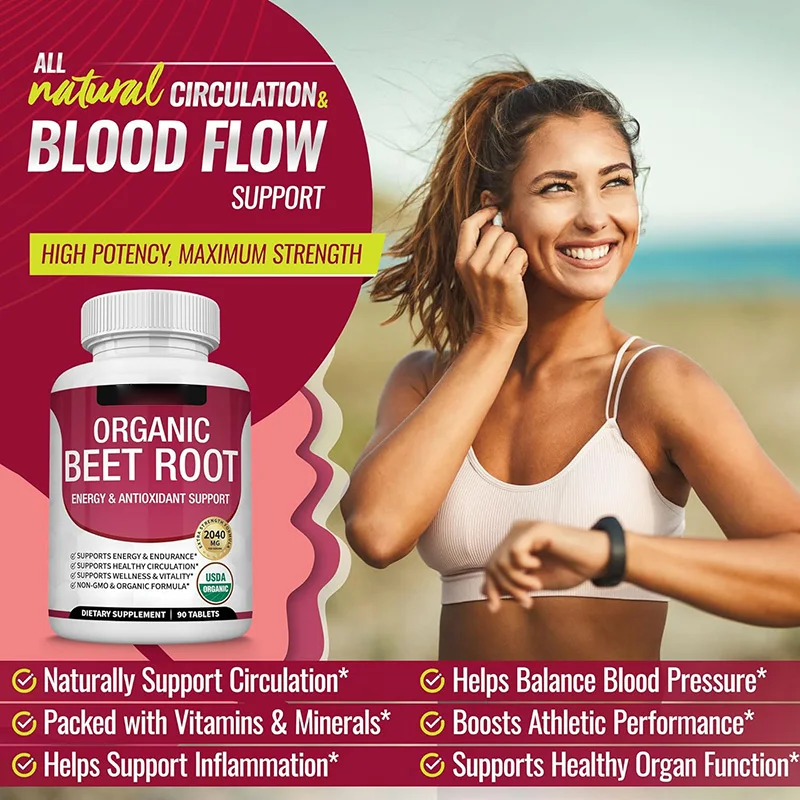 Organic Beet Root Powder Tablets  Natural Nitric Oxide Beets to Support  Energy  Black Pepper Better Absorption Non GMO