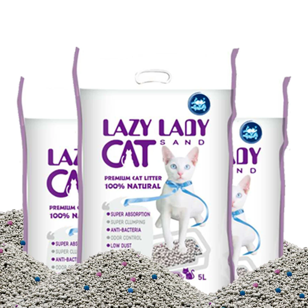 OEM Factory Supply dust free strong clumping cat litter arena para gato colorful ball shape Premium bentonite cat litter sand