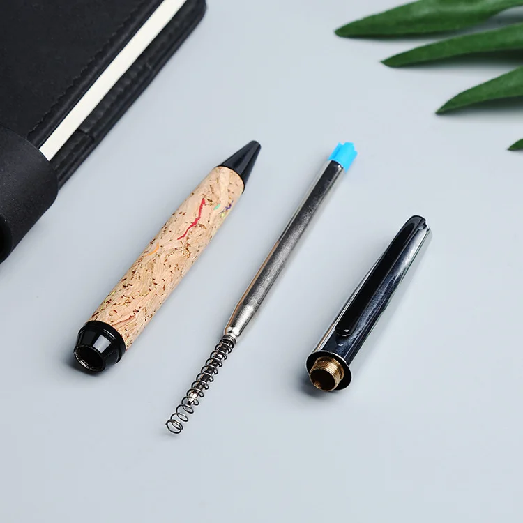 Creative Business Advertising Office Gift Pen Wood Grain Heavy Metal Rotating Ball Pen with Custom Logo