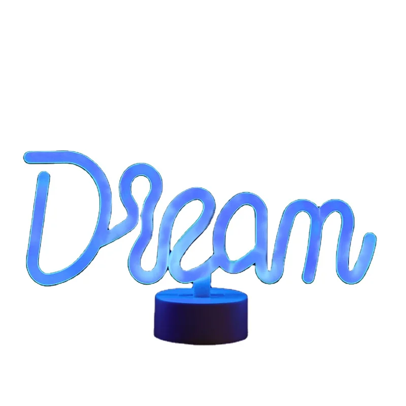 
2020 Dream Shaped Neon Light LED Neon Signs Table Light Art Decorative Neon Lamp with Base for Children Baby Room 