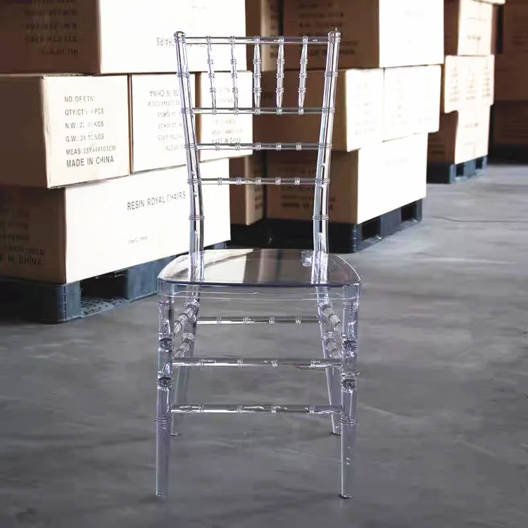 Modern Wholesale Transparent Crystal Hotel Banquet Napoleon Plastic Acrylic Tiffany Wedding Clear Chiavari Chair for Events
