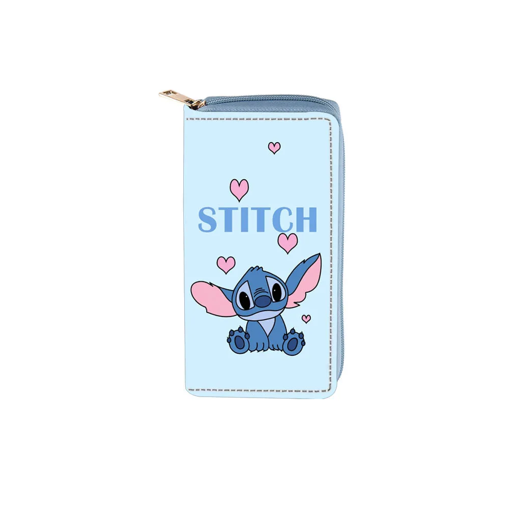Anime Wallets PU Leather Lovely Cartoon Stitch Zipper Anti-Lost Purse Phone Card Holder Accessories Storage Coin Bag Wallet