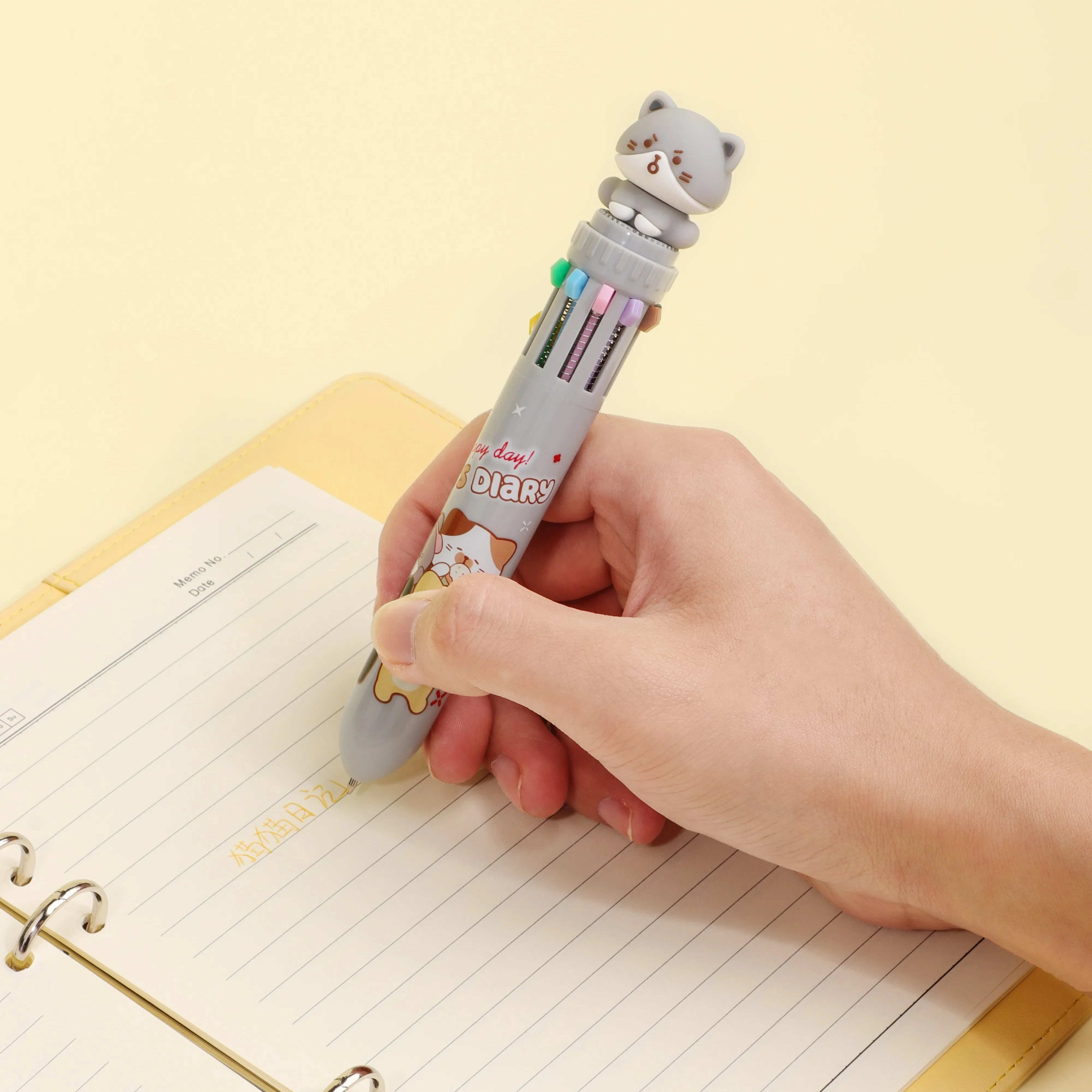Multi-color diary note ballpoint pen 10 colors cute ballpoint gel pen kawaii cat school pen for kids