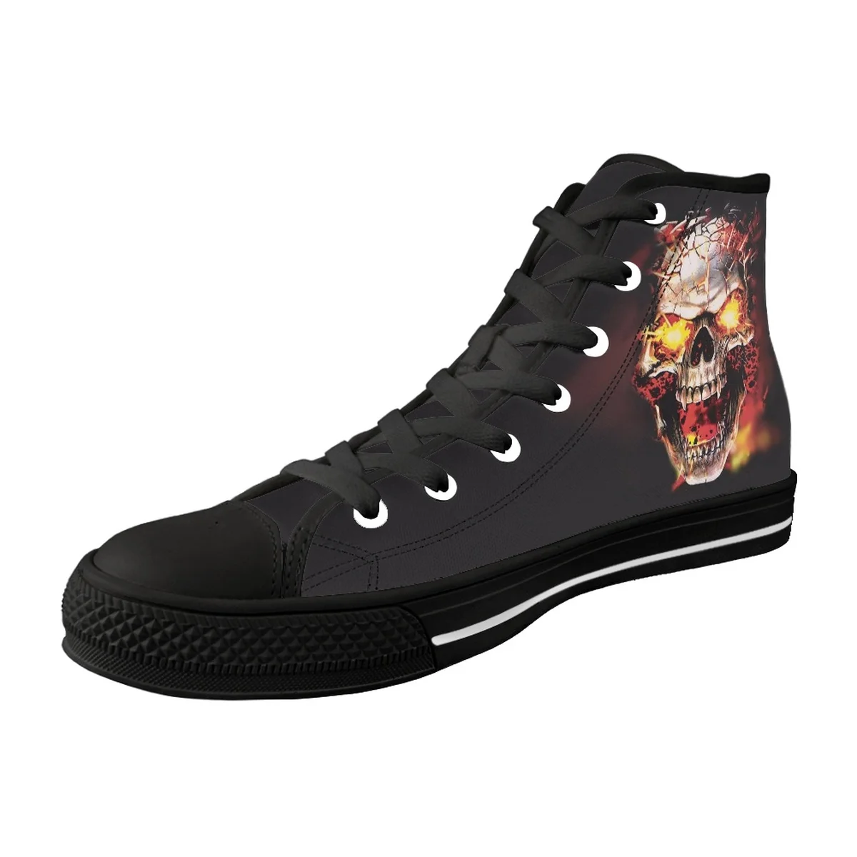 Print On Demand Unisex High Top Canvas Sneakers Shoes Human Skeleton White Black Sneakers Casual Walking Shoes