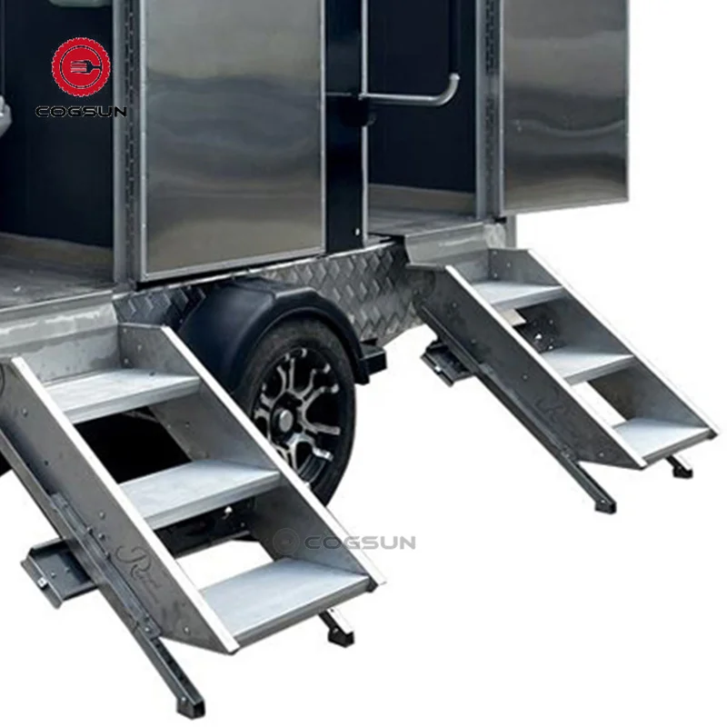 Outdoor Fiberglass Portable toilets Trailer Mobiele Draagbare Luxe Wc Trailer Voor Verkoop Restroom Trailers With Foldable steps