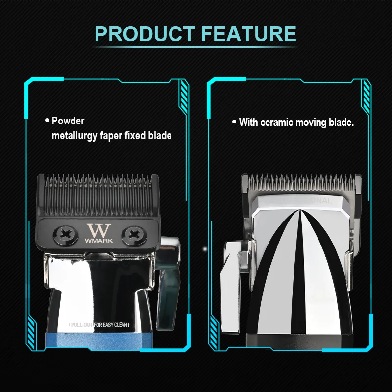 WMARK NG-2039 Wholesale Super Motor 9000RPM Rechargeable Electric Barber Mens Hair Clippers Cordless Hair Trimmers for Salon