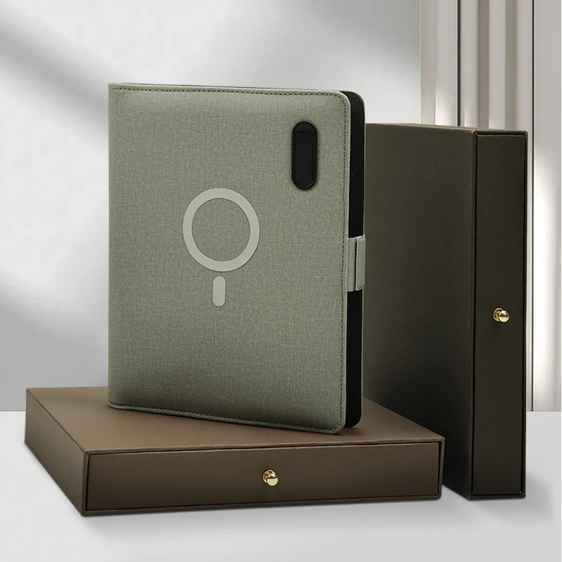New Strong Magnetic 15W Wireless Charger Power Bank Notebook with 10000mAh Battery USB 32g and Gift Box Magnetic Notebook