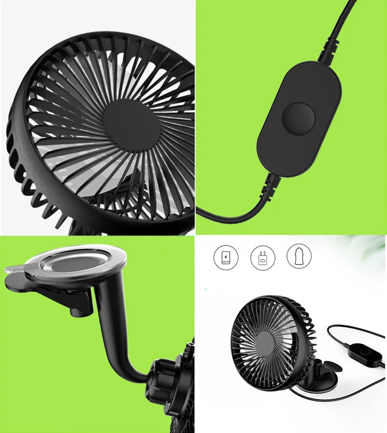 High quality can rotate by 45 degree car interior fan mini car cooling Fan