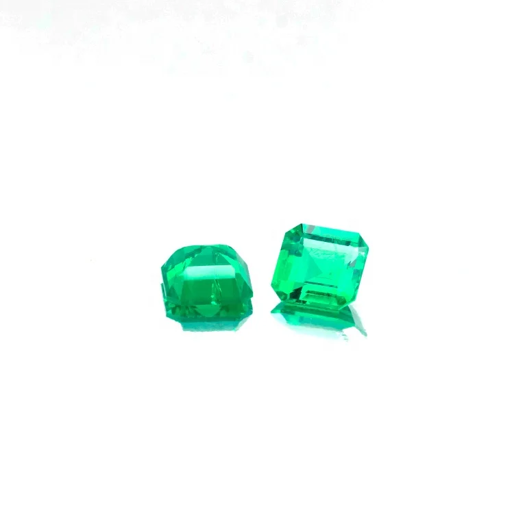 High quality Emerald Square Cut Glass Stone Loose Synthetic Green Glass Gemstone