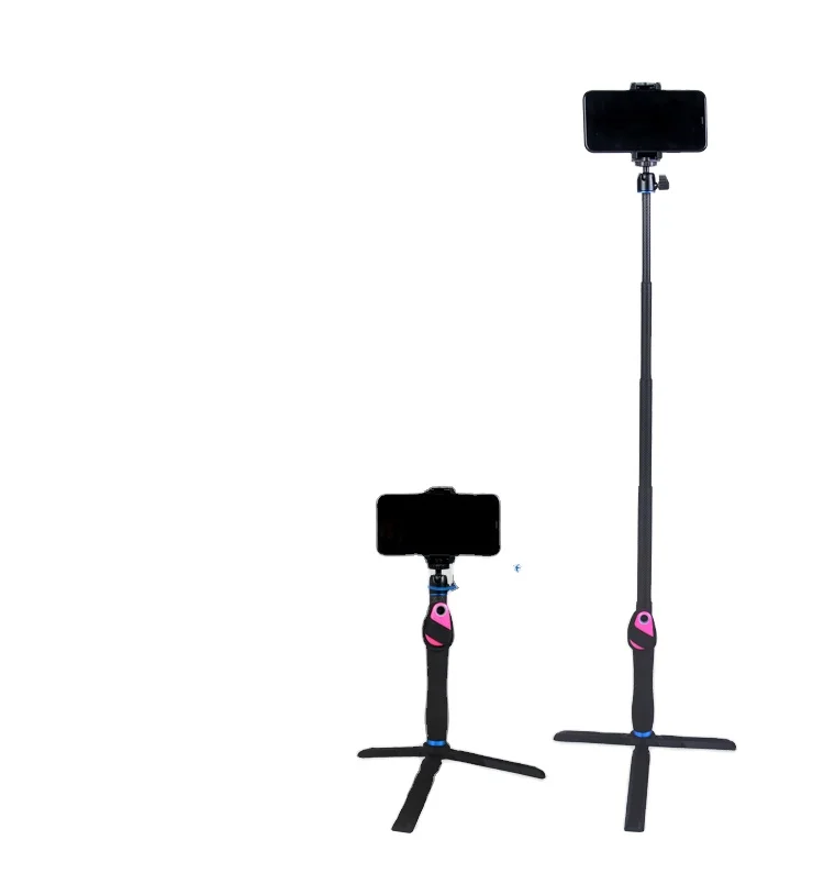 New Carbon Fiber  Foldable 360 rotate Selfie Stick Tripod With Wireless Remote control shutter for smart Phone Gopro-camera