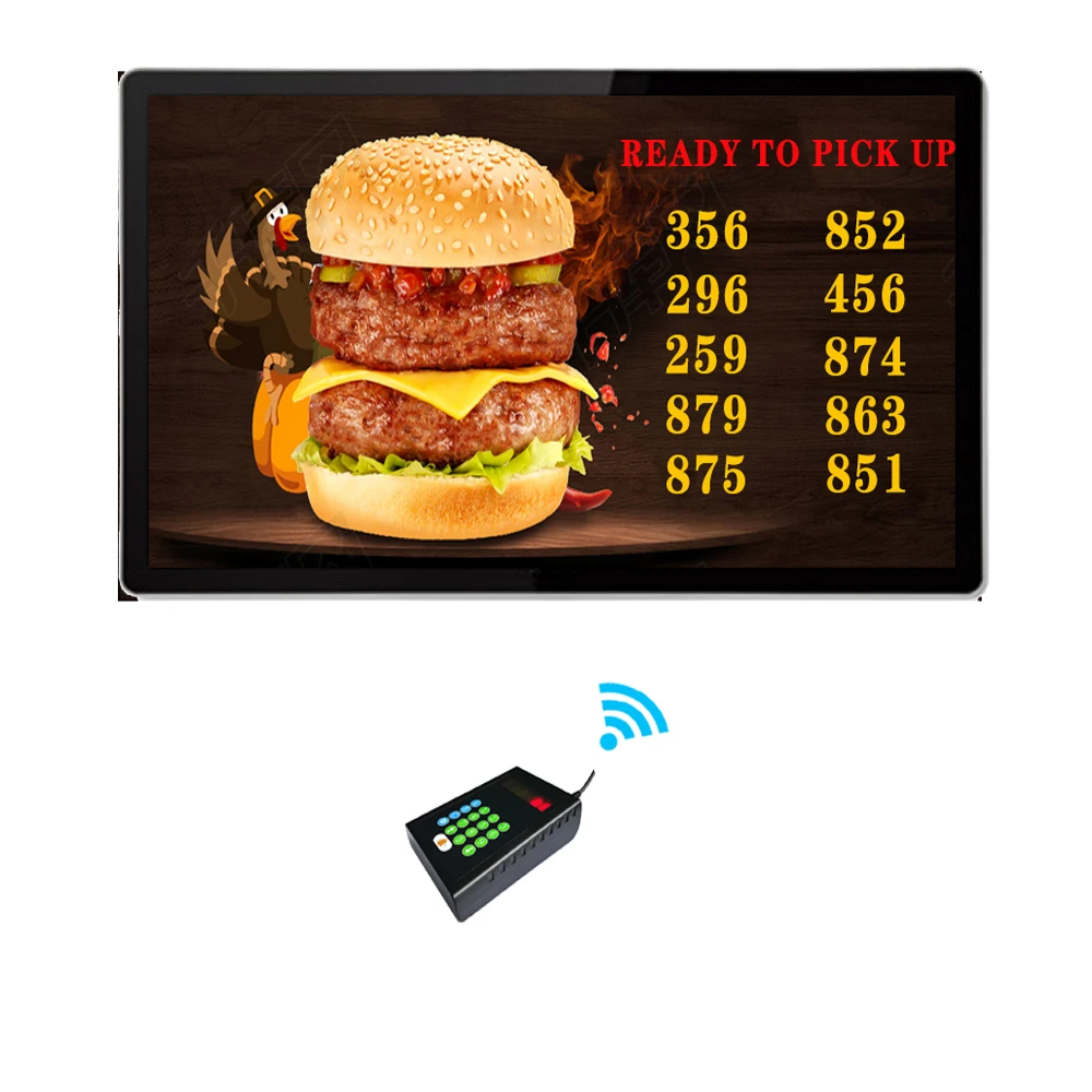 TV wireless calling number system Fast food restaurant queuing electronic wireless calling number system