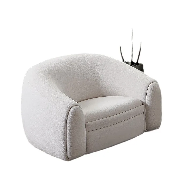 Luxury Fabric Single Sofa White Armchair Living Room Chair Lazy Design Sofa Set Furniture Hotel Home