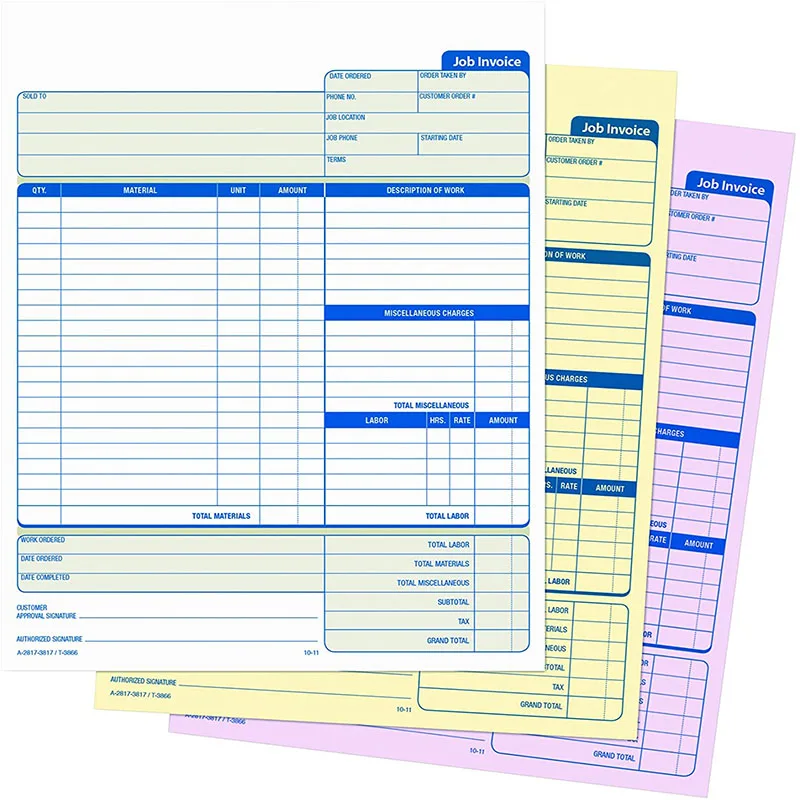 Customized Triplicate Form CNR Paper Cash Receipt Book Contractor