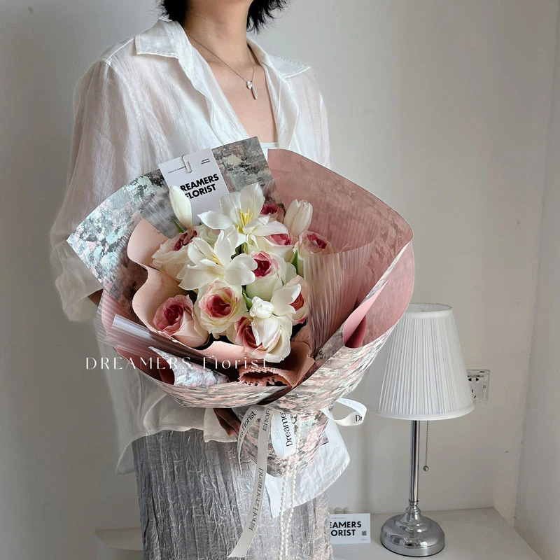 New arrival lozenge pattern paper wrapping paper high quality thicken textured flower wrapping paper