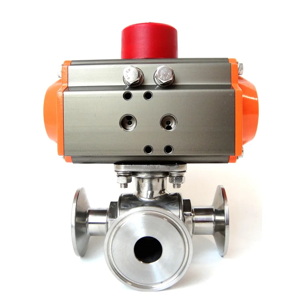 Pneumatic Spring Return Ball Valve DN50mm Three-way Ball Valve