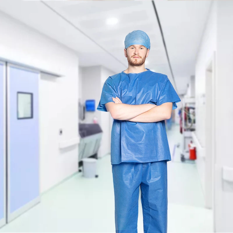 Eco-friendly Nursing Disposable Scrubs Suit Medical NonwovenHospital Uniforms Scrub PP
