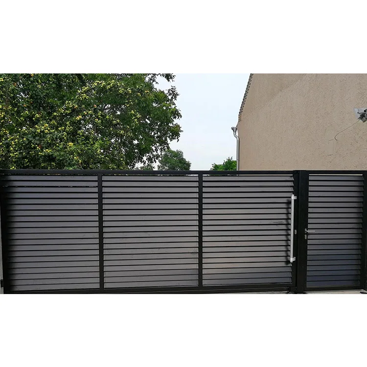GRANDSEA CUSTOMIZE aluminium louver main gates house villa external front entry automated sliding aluminum fence gate designs