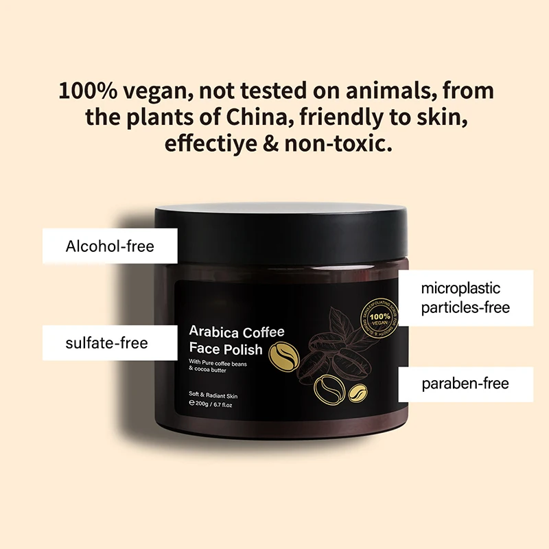 Private Label Arabica Coffee Sea Salt Face Body Scrub Anti Cellulite Whitening Exfoliator Coffee Scrub