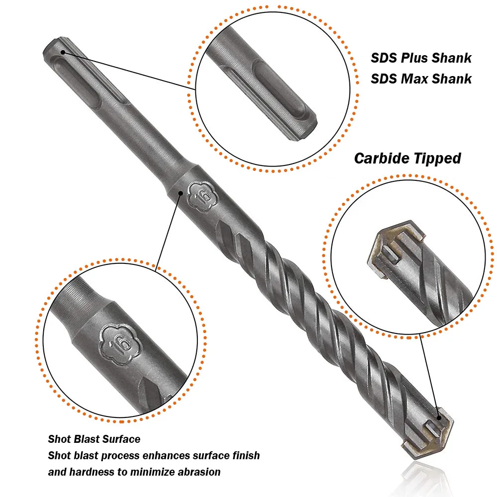 Sds Plus Hammer Bit Electric Hammer Concrete Drill For Concrete Masonry Rock Shank Diamond Drill Bit